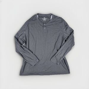 Tommy Bahama Shirt Mens XL Long Sleeve Lightweight Henley Crew Neck Button Gray